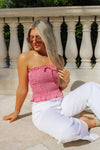 Summer Festivities Smocked Tube Top - Red/White
