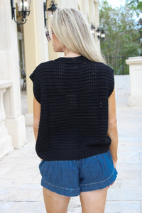 Frontline Elegance Button Down Sweater - Black