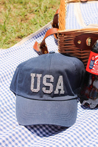 USA  Rhinestone Hat - Navy