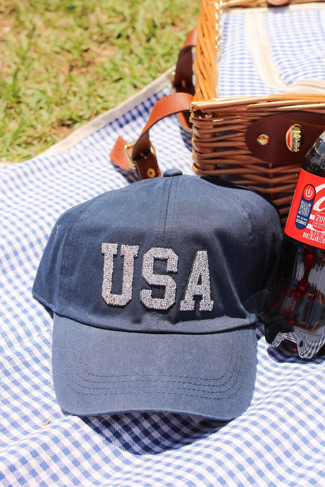 USA  Rhinestone Hat - Navy