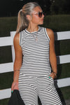 Stay On Track Sleeveless Tank - Black/White
