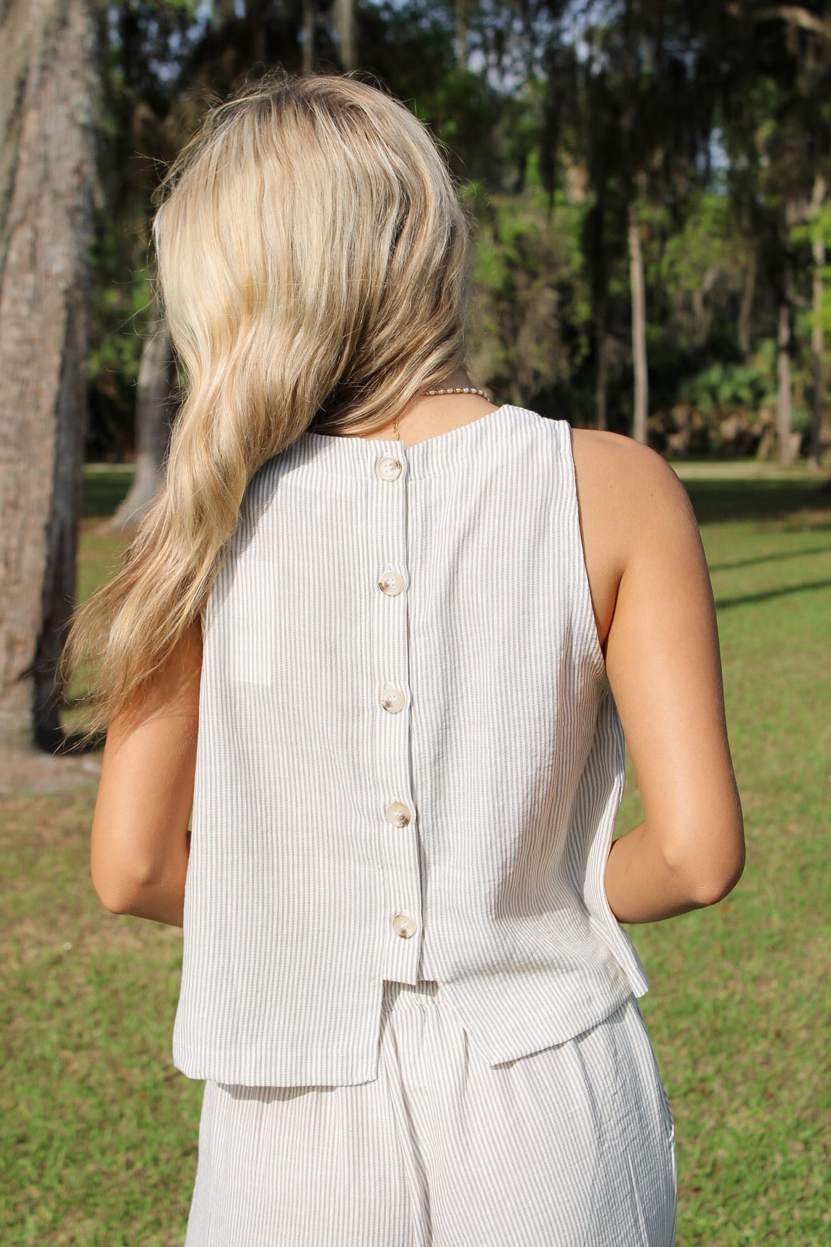 Sadie & Sage: Garden Sun Button Top - Taupe
