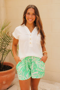 Dockside Darling V-Neck Top - Off White