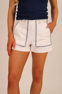 The Finishing Touch Whipstitch Shorts - Off White