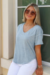 Simply Put Scoop Neck Top - Slate Blue