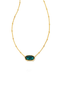 Kendra Scott: Faceted Gold Elisa Short Pendant Necklace - Dark Teal Mica | Makk Fashions