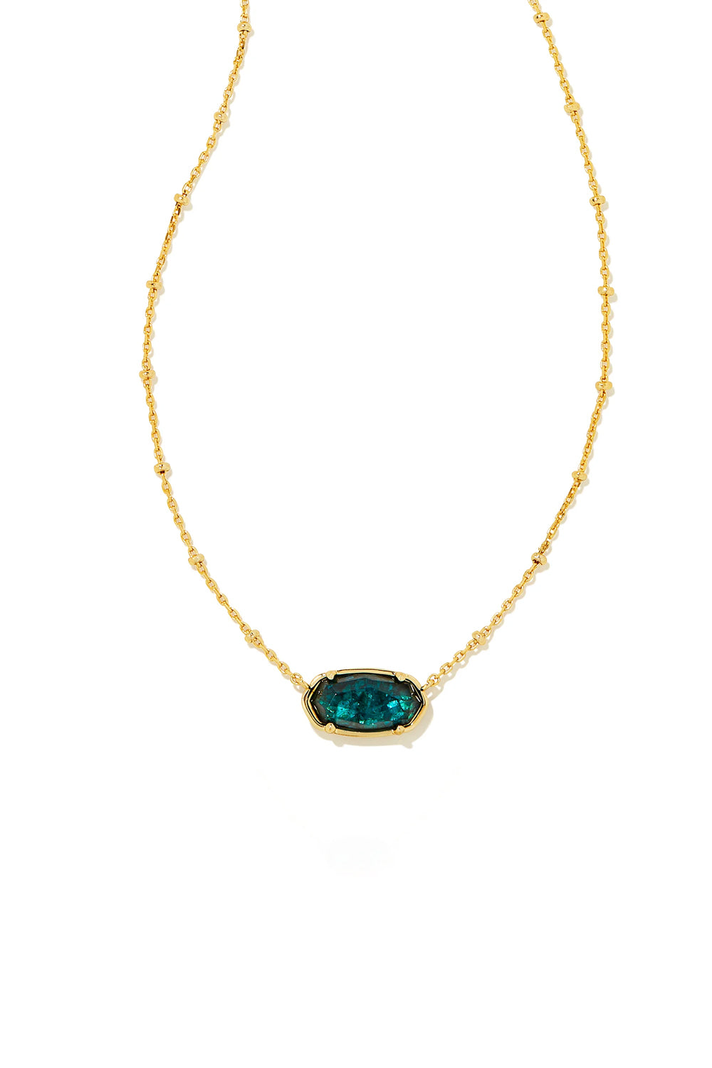 Kendra Scott: Faceted Gold Elisa Short Pendant Necklace - Dark Teal Mica | Makk Fashions