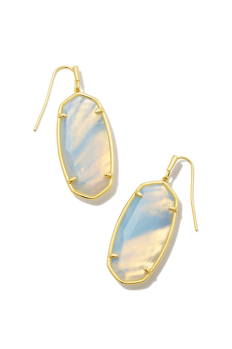 Kendra Scott: Faceted Gold Elle Drop Earrings - Iridescent Opalite Illusion | Makk Fashions