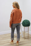 Fall Feelings Flower Stitch Sweater - Apricot | Makk Fashions