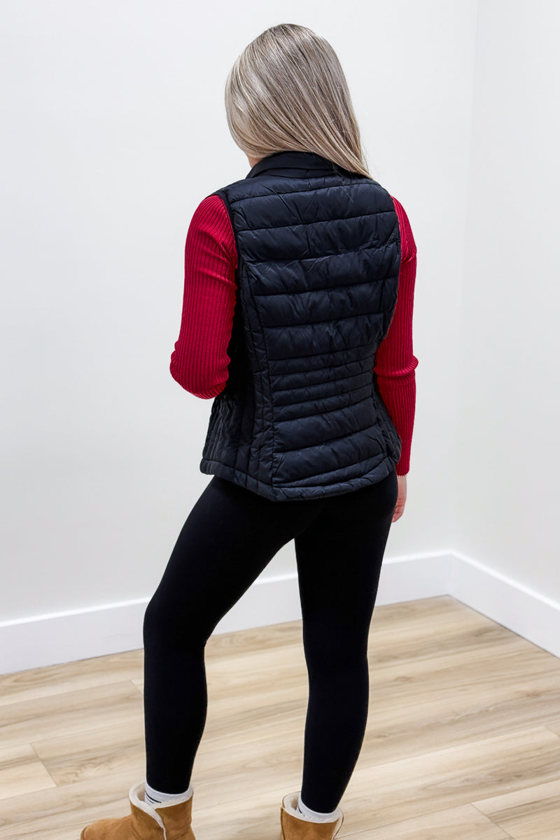 Fall In Love Light Weight Padded Vest - Black | Makk Fashions