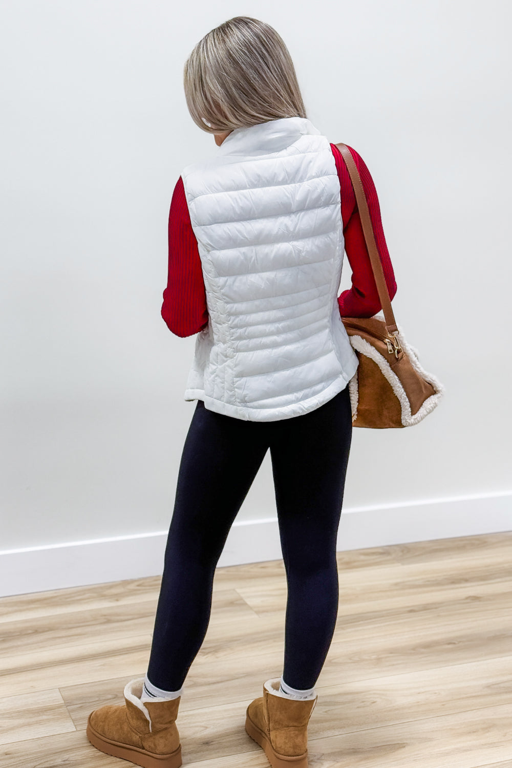 Fall In Love Light Weight Padded Vest - White | Makk Fashions