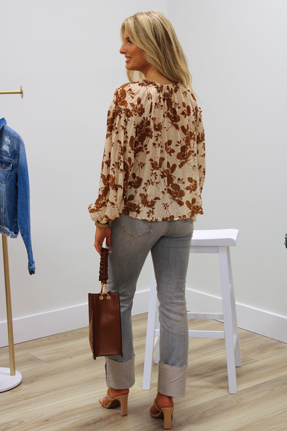 Fall Sentiments Floral Blouse - Brown | Makk Fashions