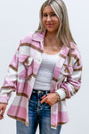 Fall Statement Oversized Plaid Jacket - Pink/Taupe | Makk Fashions