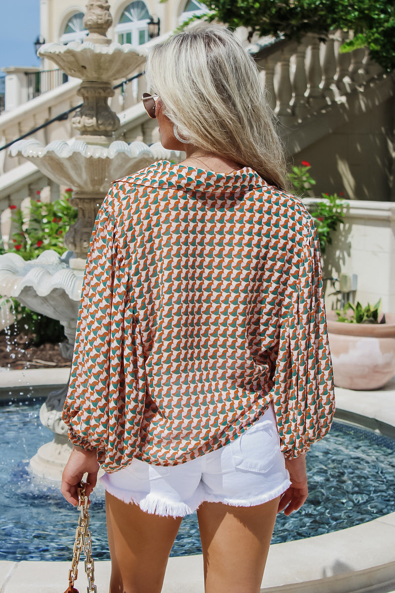 Feel The Breeze Button Down Top - Green | Makk Fashions