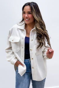 Feeling Cozy Fleece Shacket - Ivory | Makk Fashions