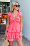 Feeling Flirty Open Back Tiered Mini Dress - Coral | Makk Fashions