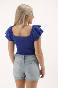 Feeling Lucky Ribbed Knit Top - Royal | Makk Fashions