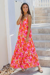 Feeling So Vibrant Tiered Maxi Dress - Orange/Fuchsia | Makk Fashions