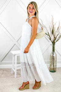 Feeling The Vibes Halter Maxi Dress - White | Makk Fashions