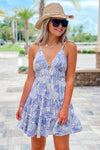 Feeling Tropical Tiered Mini Dress - Blue/White | Makk Fashions