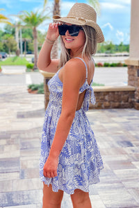 Feeling Tropical Tiered Mini Dress - Blue/White | Makk Fashions