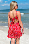 Feeling Tropical Tiered Mini Dress - Red | Makk Fashions