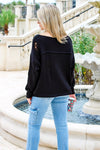Finding Comfort Distressed Sweater - Black | Makk Fashions