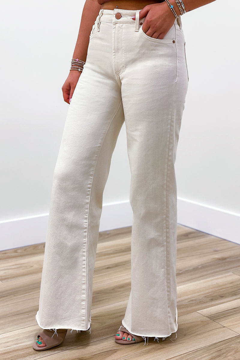 Fiona High Rise Wide Leg Jeans - Wheat | Makk Fashions