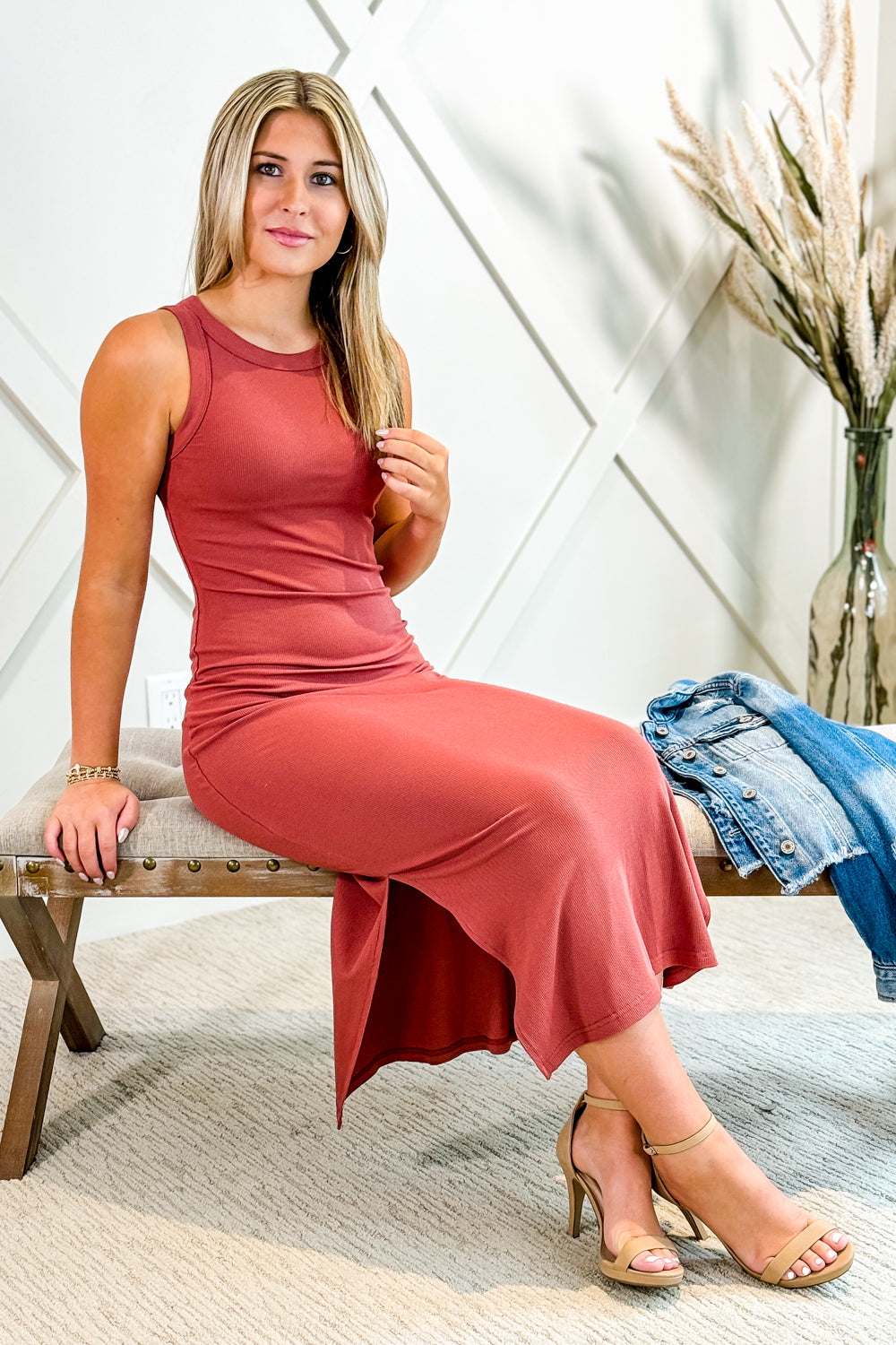 Flawless Fit Ribbed Midi Dress - Sienna | Makk Fashions