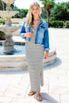 Flirtatious & Fun Striped Knit Midi Dress - Ivory/Black | Makk Fashions