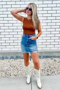 Follow Your Path Racerback Knit Top - Caramel | Makk Fashions