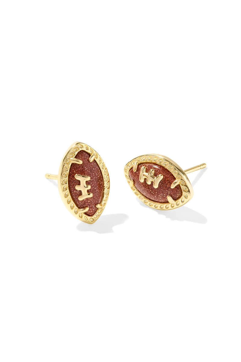 Kendra Scott: Football Gold Stud Earrings - Orange Goldstone | Makk Fashions