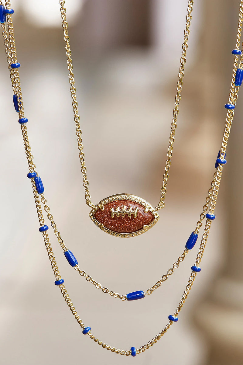 Kendra Scott: Football Short Pendant Necklace - Orange Goldstone | Makk Fashions