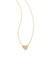 Kendra Scott: Framed Ari Heart Gold Short Pendant Necklace - Lt. Pink Drusy | Makk Fashions