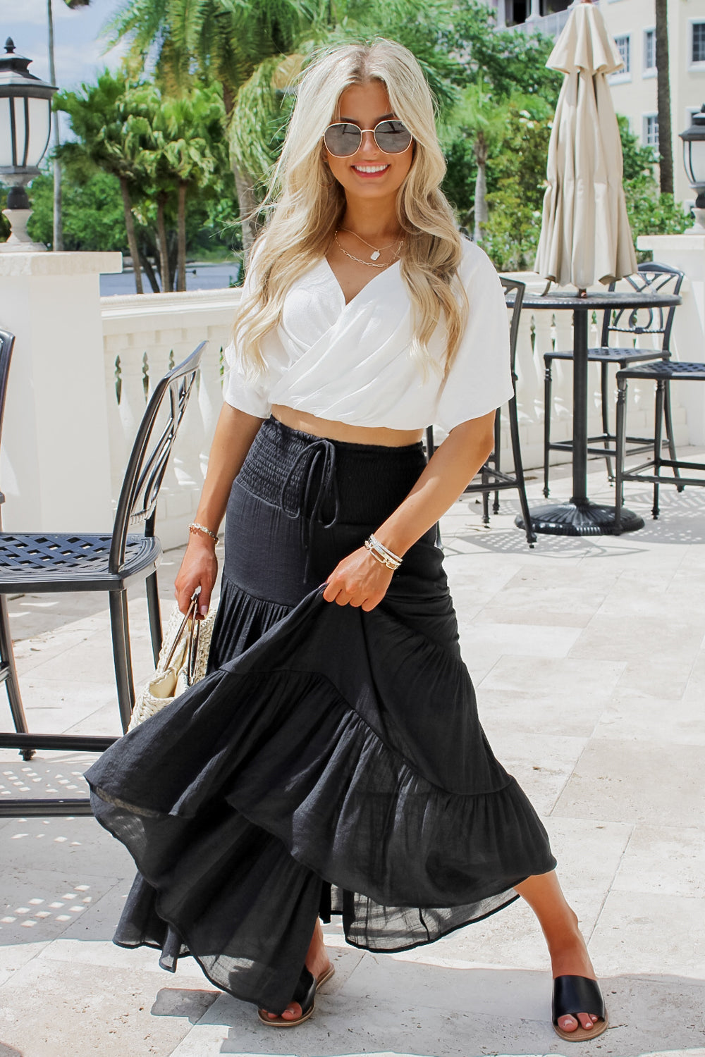 Free Stylin' Tiered Maxi Skirt - Black | Makk Fashions