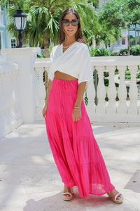 Free Stylin' Tiered Maxi Skirt - Fuchsia | Makk Fashions