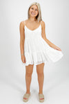 Fun Times Ahead Ruffle Mini Dress - White | Makk Fashions