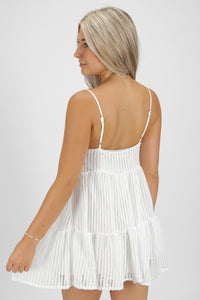 Fun Times Ahead Ruffle Mini Dress - White | Makk Fashions