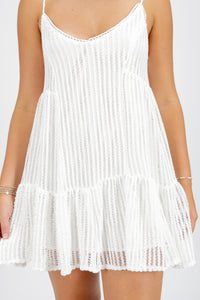 Fun Times Ahead Ruffle Mini Dress - White | Makk Fashions