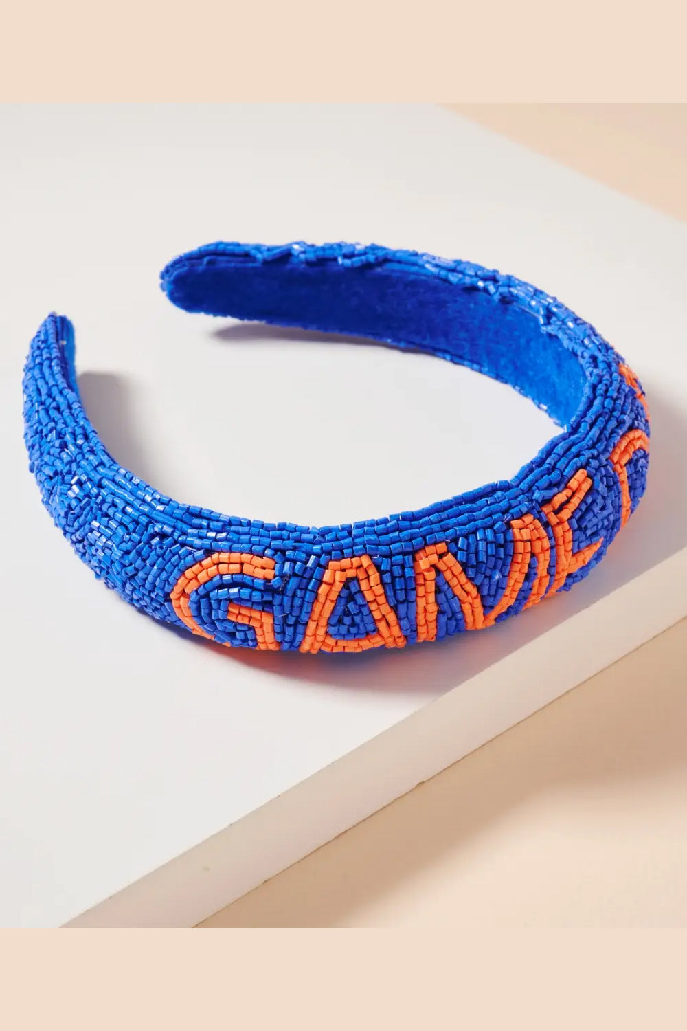 Game Day Seed Beaded Headband - Blue/Orange | Makk Fashions