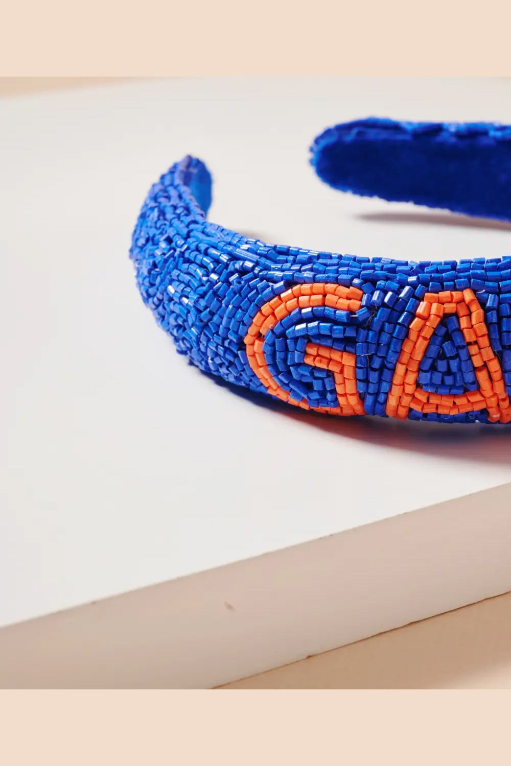 Game Day Seed Beaded Headband - Blue/Orange | Makk Fashions