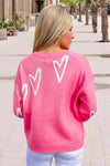 Give You My Heart Crewneck Sweater - Pink | Makk Fashions