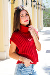 Give You My Heart Turtleneck Sweater Vest - Burgundy | Makk Fashions