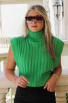 Give You My Heart Turtleneck Sweater Vest - Green | Makk Fashions