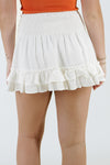 Go Team Ruffle Mini Skirt - Off White | Makk Fashions