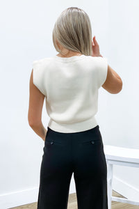 Go The Distance Sleeveless Cropped Sweater - Cream | Makk Fashions