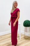 Graceful Elegance Woven Jumpsuit - Wine