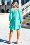 Grateful Hearts V-Neck Washed Tiered Dress - Mint | Makk Fashions