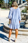 Grateful Hearts V-Neck Washed Tiered Dress - Periwinkle | Makk Fashions