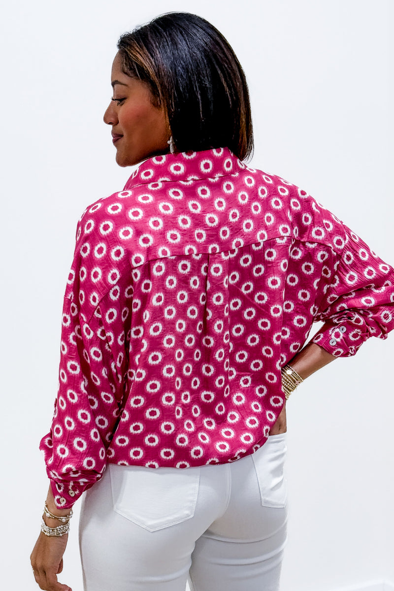 Happy Thoughts V-Neck Wrapped Top - Magenta | Makk Fashions